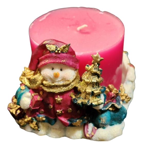 Snowman Christmas Pillar Candle Holder Decor - Picture 3 of 5